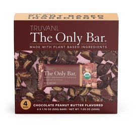 Truvani Plant Based Snack Bars | Chocolate Peanut Butter 4 Pack | 7g Protein | USDA Organic and Vegan | The Only Bar | Dairy, Soy, and Gluten Free | Individually Wrapped