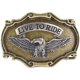 Eagle Live to Ride Belt Buckle, 4.0 cm, Buckle Interchangeable Buckle, Belt Buckle, 40 mm Solid, Press Stud Belt up to 4 cm, Two-tone G/S
