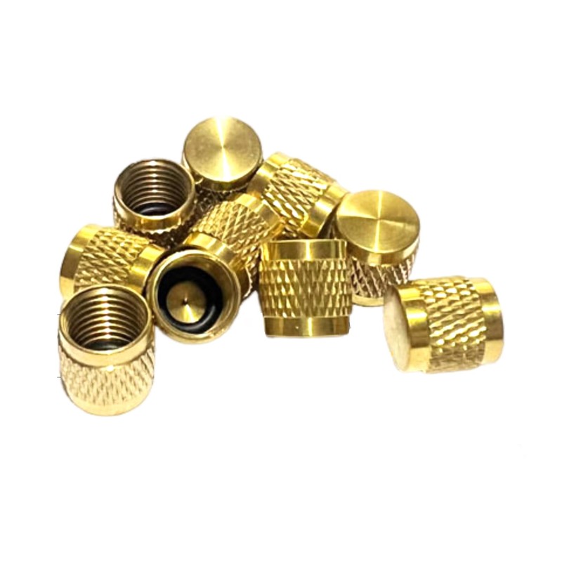 30 Pcs Schrader Core Caps, 1/4" HVAC Locking Caps Brass