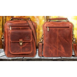 MATADOR Genuine Leather Men's Shoulder Bag Women's Shoulder Bag Leather High-Quality Handle Bag Work Bag, tan, Unique