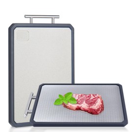 Cutting boards for Kitchen,stainless steel/Wheat straw pp cutting boards with built-in grinder,durable/easy to clean, Scratch-resistant Design suitable double-sided Chopping Board for kitchen 16"*11''