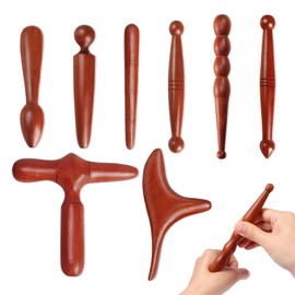 8 Pieces Trigger Point Massager Foot Wood, Trigger Wood Massage Tool, Massage Wooden Massage Tool Set, Foot Massage Stick, Triangle Massager for Neck, Hands/Legs, Full Body Muscles