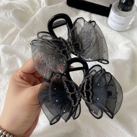 Star Star Shining Ribbon Hair Clip Hair Clip Banana Clip Hairpin Hairpin Hair Clip Hair Ornament Large Hairpin Hair Arrangement Accent Korean Style Simple Fashion Gift for Women (Gray)