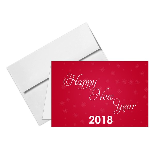 2018 Happy New Year Cards & Envelopes - 25 Cards & 25 Envelopes Per Pack - 4 3/8 X 5 3/4 Inches When Folded