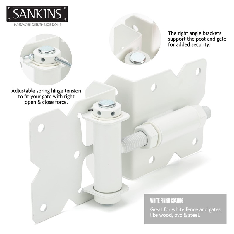 SANKINS Self Closing Gate Hinges Heavy Duty Hardware Hinges for