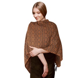 TINKUY PERU Alpaca Peruvian Pashmina Shawl Wrap Ruana 61 x 22 inches, One Size (Camel/Grey)