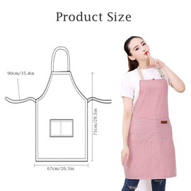 Luoqun88 Unisex Adjustable Black Bib Apron with 2 Pockets, Professional Cooking Kitchen Chef Women Men Aprons with Long Ties for Home Kitchen, Restaurant, Baking Gardening BBQ- Pink, 2pcs