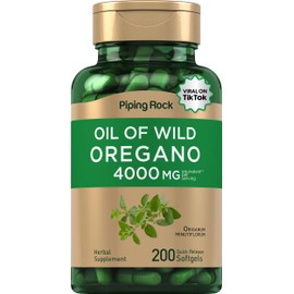 Piping Rock Oregano Oil Softgel Capsules | 200 Pills | Herbal Extract Supplement | Wild Harvested | Non-GMO, Gluten Free