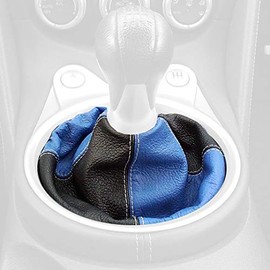RedlineGoods Shift Boot Compatible with Nissan 370Z 2009-20. Tailor Made - not Universal. Genuine top-Grade Italian Black Leather with Blue Thread
