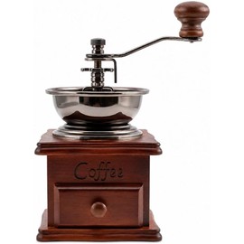 Mebix TRD Molino de Café Manual Vintage Ajustable Madera Retro Molido Fino Medio Grueso Portátil con Mango de Acero Inoxidable