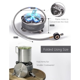 CretFine Windproof 6800W Camp Stove Mini Propane Stove Backpacking Stove with Case Portable Isobutane and Butane Stove for Cooking, Outdoor, Camping, Hiking with Piezo Igniter