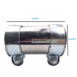 3in 76mm Exhaust Clamp, Butt Joint Exhaust Pipe Connector, Stainless Steel Double Sleeve Clamp for Muffler/Exhaust Pipe/Catalytic Converter Repair, Universal Exhaust Tube Joiner