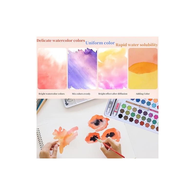 Set de Watercolor 48 Color,Principiantes y Profesionales