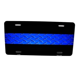 DIGIART INTERNATIONAL THIN BLUE LINE POLICE METAL CAR NOVELTY LICENSE PLATE AUTO TAG