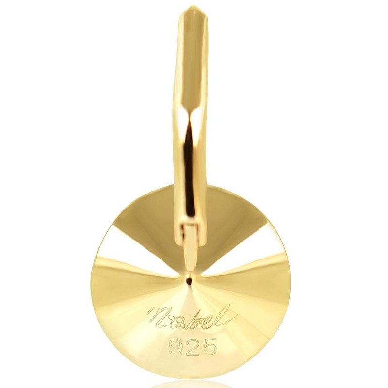 Nobel Schmuck Short Earrings with Crystals, 925 Silver, Gold, Silver,
