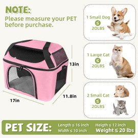 FOORLON Premium Cat Carrier for Pets Up to 20 Lbs, Cat Travel Bag Soft-Sided Backpack Pet Carriers with Padded Shoulder Strap, Dog Carrier for Small Dogs Puppy Carry Airline Approved, Pink