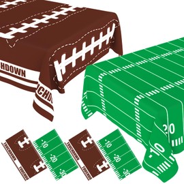 JCTHKUKU Football Party Decorations Disposable Football Birthday Tablecloth Plastic Table Cover for Football Themed Party Games Tailgate Decorations 54 X 108 Inch, 4 Pack