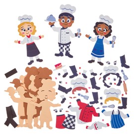 Baker Ross FN065 Chef Mix & Match Magnet Kits - Pack of 8, Decoration Craft Kits for Kids