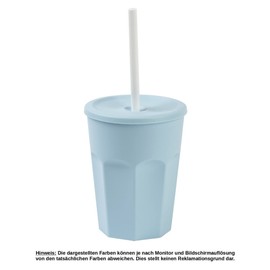 Engelland 15 x Plastic Cups with Lid and Straw, Drinking Cups, Plastic Cups, 0.25 L, Colour: Light Blue