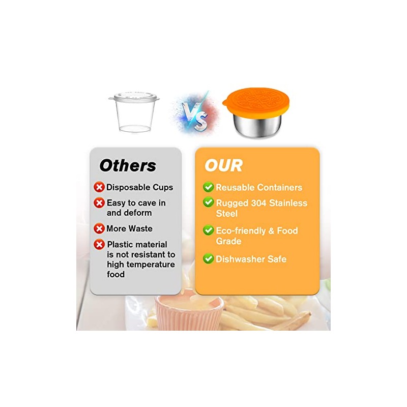 8 Piezas Recipientes Pequeños de Acero Inoxidable con Tapa Hermética