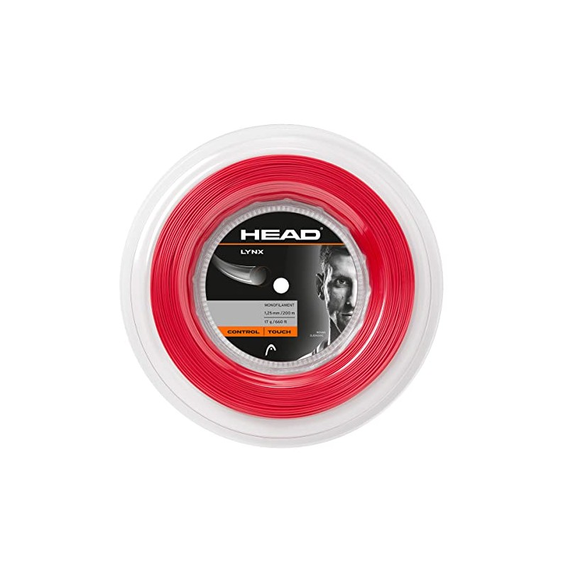 HEAD Lynx Tennis String 200m Reel, Color- Red, Gauge- 1.25mm
