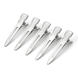 YANYULI Hair Clips, Hair Clips, Single Prong Alligator Clips, Set of 5, 1.8 inches (4.5 cm), For Commuting to Work, Office, Going, Washing Face, Bath, Makeup (Silver, 1.8 inches (4.5 cm)