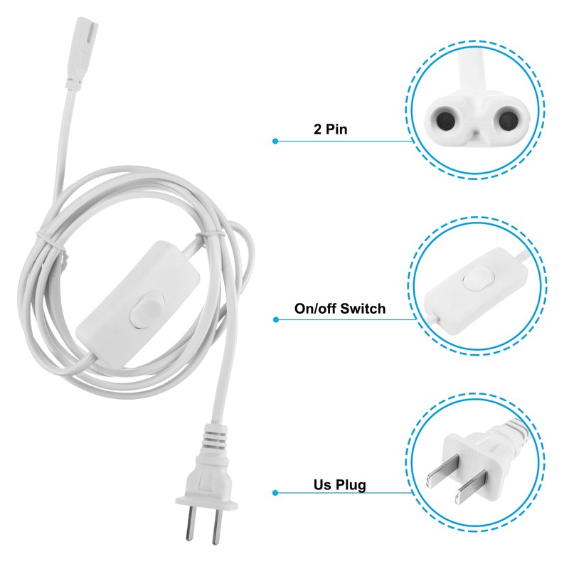 PATIKIL T4 T5 T8 LED Tube Light Power Cord, 2pcs