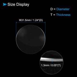 CoCud Watch Crystal Len Glass, 31.5mm Dia. 1.3mm Thicken, Sapphire Single Dome Face Crystals Replacement Lens Clear - (Applications: for Watchmaker Repair Electronic Mechanical Watch)