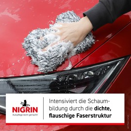 NIGRIN Car Sponge Microfibre Absorbent Lint Free Gentle on Paint Rims All Surface Black White 1 Piece