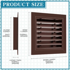 Gisafai 2 Pcs 12" x 12" Gable Vent Aluminum Alloy Wall Vents Shed Attic Vent with Screen Return Air Grill with Screws, for Ventilation Exterior Doors Wall House (Brown)