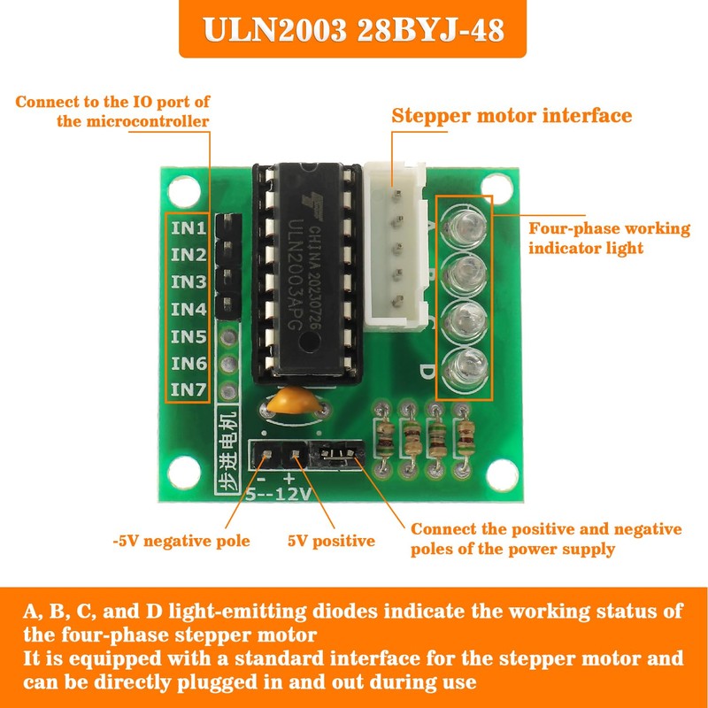 HUAREW 5pcs 5-Wire 4-Phase by 28BYJ-48 Stepper Motor, with 5