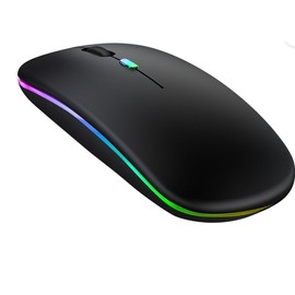 LED Rechargeable Slim Silent Mouse 2.4G Portable USB Optical Office Wireless Mouse (Black)