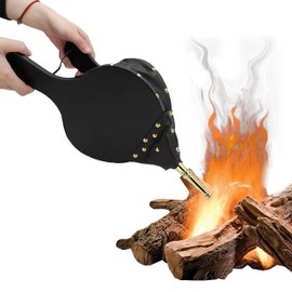 Alvinlite Bellows for Fireplace and Grill, Wooden Bellows with Hanging Strap for Chimney Charcoal Camping Cooking (Gold)