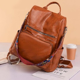 QUINTRA Women's Convertible Backpack Handbag from Nursery Backpacks Girls with Chest Strap, brown, One Size