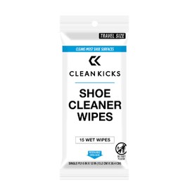CleanKicks Shoe Cleaner Shoe Wipes for White Sneakers, Suede, Canvas, Leather, Removes Scuffs, Dirt & Stains,Multipurpose Travel Size Cleaning Wipes for Athletic Shoes, Boots & More - 15 Count