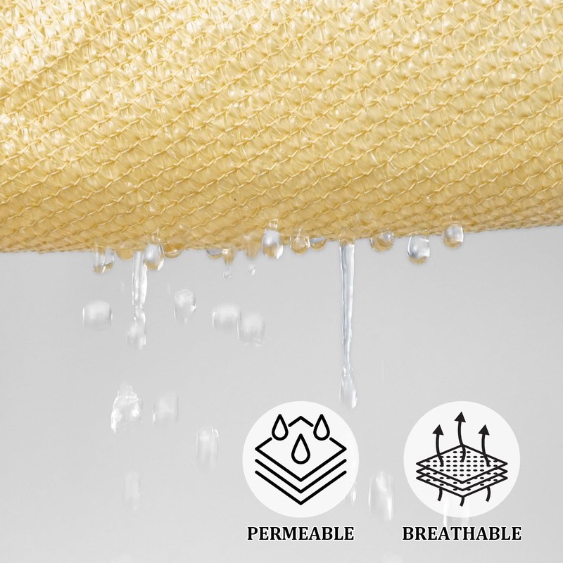 Shade&Beyond Rectangle Sun Shade Sail 12'X16' Permeable Canopy Sand for