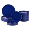222 Fifth Kaden 12-Piece Blue Porcelain Dinnerware Set – Service