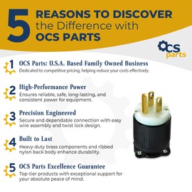 515PR Plug, 5-15P 15A 125V Straight Blade Male Plug, Commercial Heavy Duty Nylon, Pack of 10