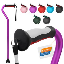 BigAlex Lightweight Walking Cane, Soft Offset Handle for Seniors, Adjustable Collapsible Portable Stick for Women & Men, Mobility Aid for Elderly Adults, Folding Cane Provides Stability & Balance