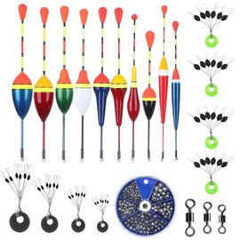 MOAZIFI Angelzubehör Set - 22-teiliges Posen Angeln Set mit 205 Bleischrot, Schwimmern, Gummistopper und Wirbeln für Süßwasser- und Meeresangeln ﻿ ﻿