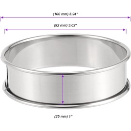 JOIKIT 15 PCS 4 Inch English Muffin Rings, Double Rolled Tart Rings, 304 Nonstick Stainless Steel Crumpet Rings Metal Round Ring Molds for Home Baking, Food Making