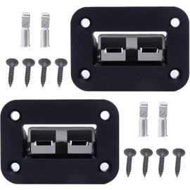HISports 2 Pieces 50A Plug Flush Mounted Anderson Charger Plug Set Mounting Bracket Panel Cover for Caravan Boat Truck Forklift Black