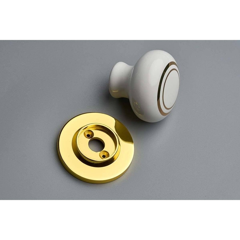 Designer Levers - Ceramic Round Door Knob - Polished Brass