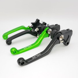 Dirt Bike CNC Pivot Black Brake Clutch Levers Adjustable Compatible with KLX140 2008-2022 | KLX140L 2008-2022 | KLX140G 2017-2022 | KLX140R KLX140RF 2021-2024 (Green)