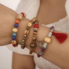 LICHUANUK Boho 4 Stück Armbänder Holzperlen Quaste Armband, Chakra Armband