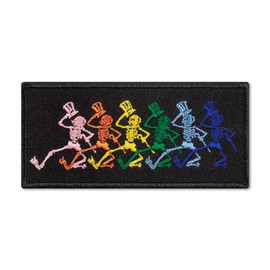Grateful Jumbo Dancing Skeletons Embroidered Patch Iron On (4.4" x 2")