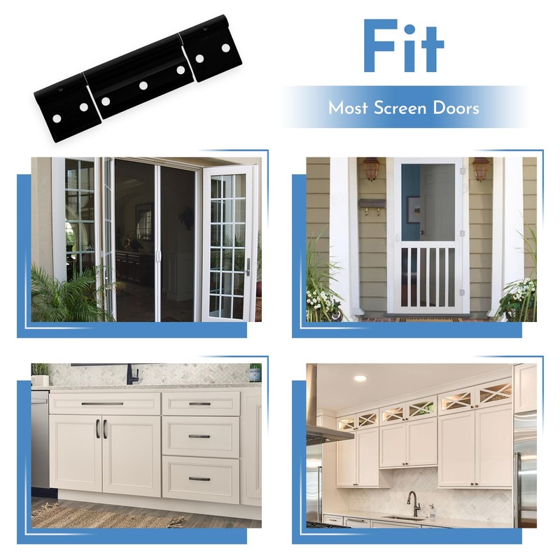 3Pack Black Screen Door Hinges, Aluminum Matte Black Residential Storm