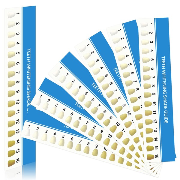 50 Pieces Teeth Shade Guide Teeth Whitening Shade Chart Tooth Bleaching Guide Porcelain Dental Teeth Color Cards Dental Equipment for Dentist or Household Oral Care