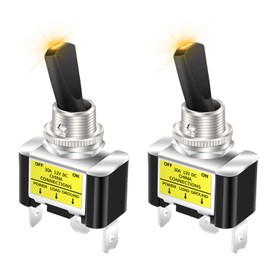 DaierTek 2Pcs 30A 12VDC LED Toggle Switch Automotive SPST ON OFF 2 Position 3Pin for Car Truck Boat ATV