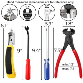 Hiceeden 4 Pcs Carpet Staple Remover Tools, Heavy Duty Staple Puller with End Cutting Plier, Nail Puller Tack Lifter Tool for Removing Staples on Furniture, Floor, Wood Case, Carton, Photo Frame